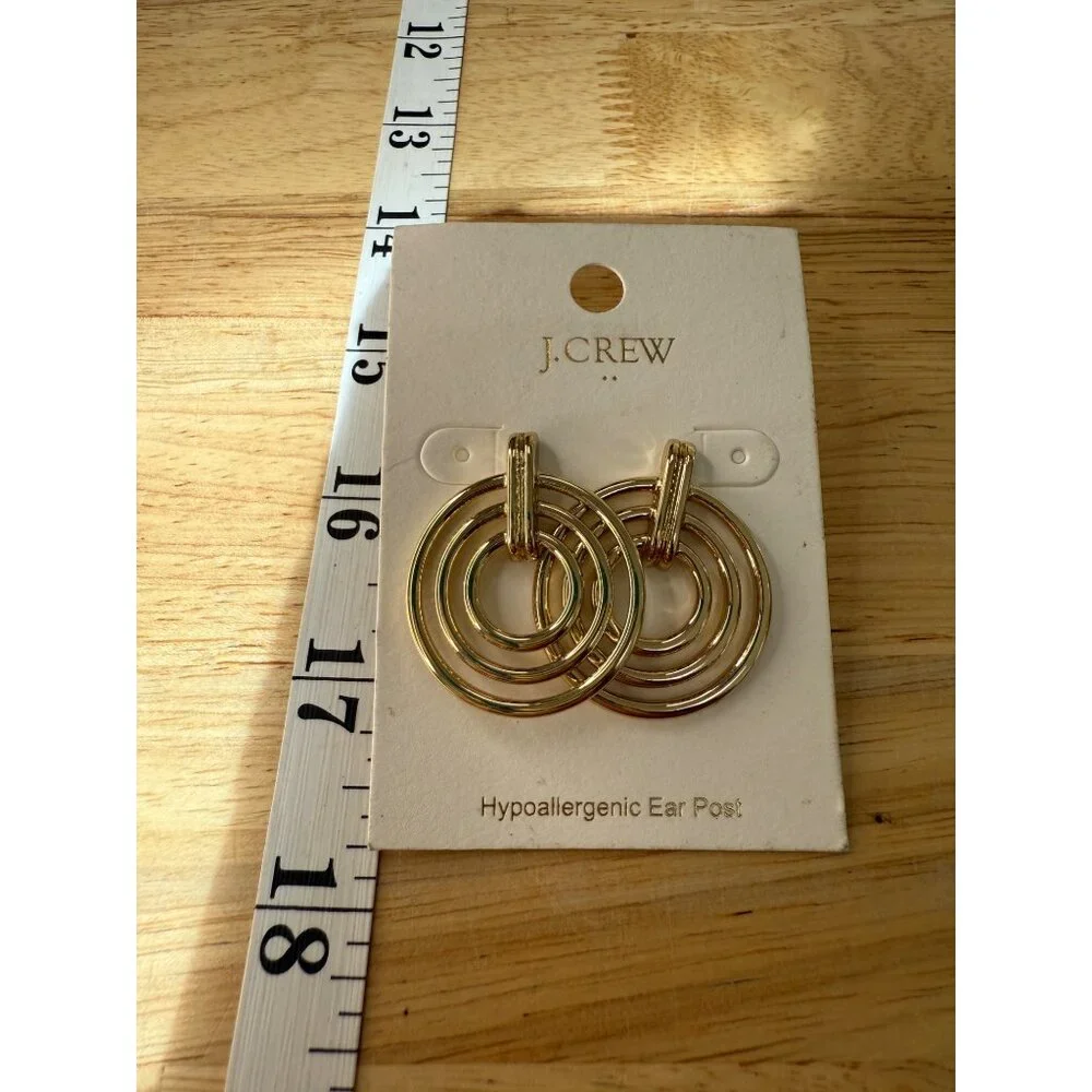 J.Crew Hypoallergenic‎ Gold-Tone Triple Hoop Earrings For Women